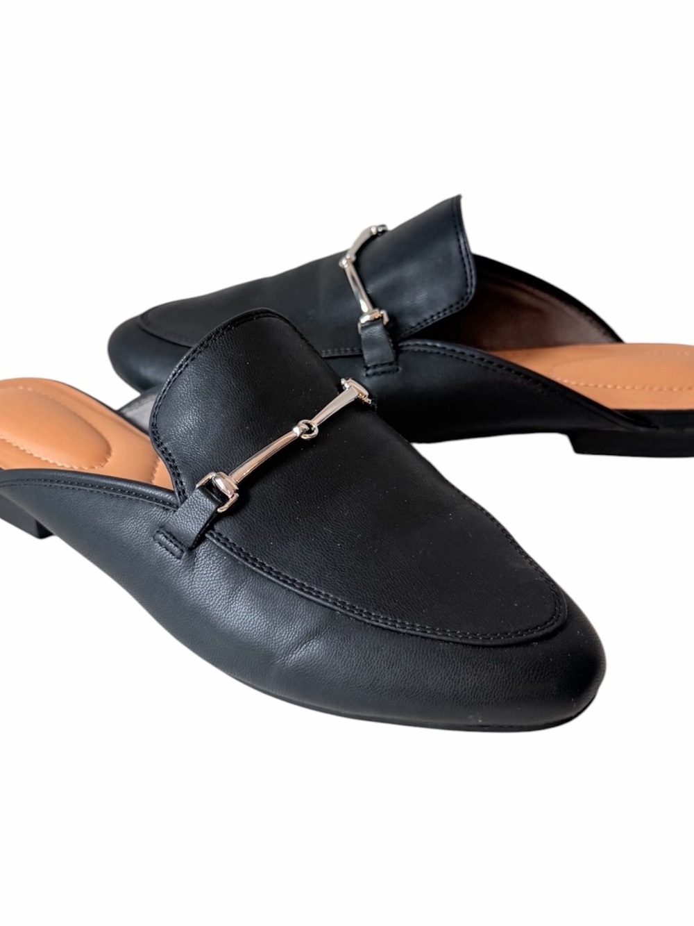 Rachel Zoe Vegan Black Leather horsebit Detail Mules Size 8